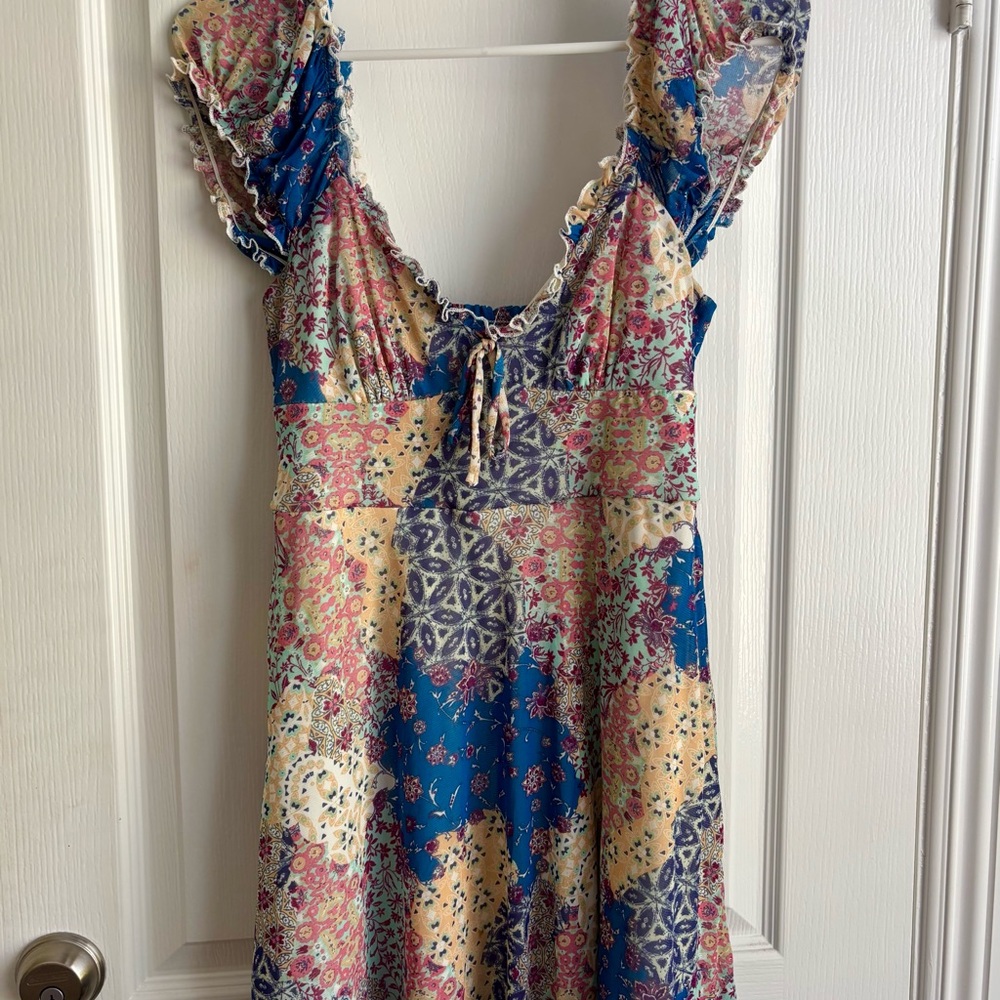 Urban Outfitters Floral Patchwork Dress with Ruffled Sleeves